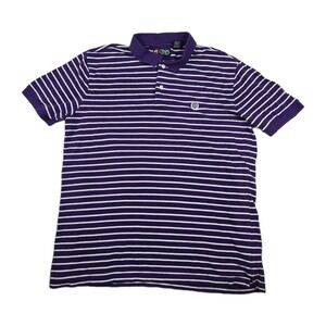 Chaps Ralph Lauren Men's Size Large Purple Striped Polo Short Sleeve Shirt